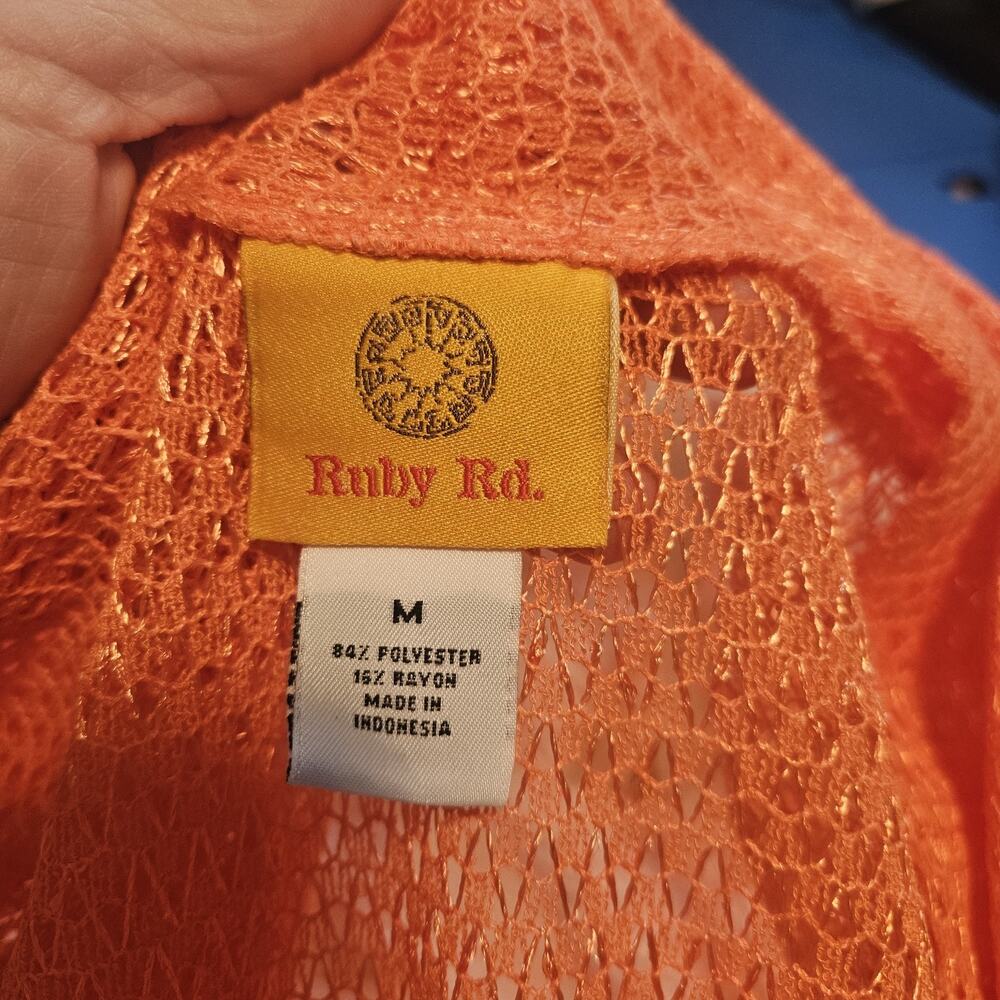 Ruby Rd Medium Orange Sparkly Top Mesh Weave Open… - image 5